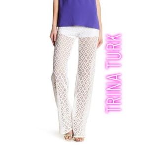 🌴 Trina Turk ANDRIA Sheer Crochet Resort Pants